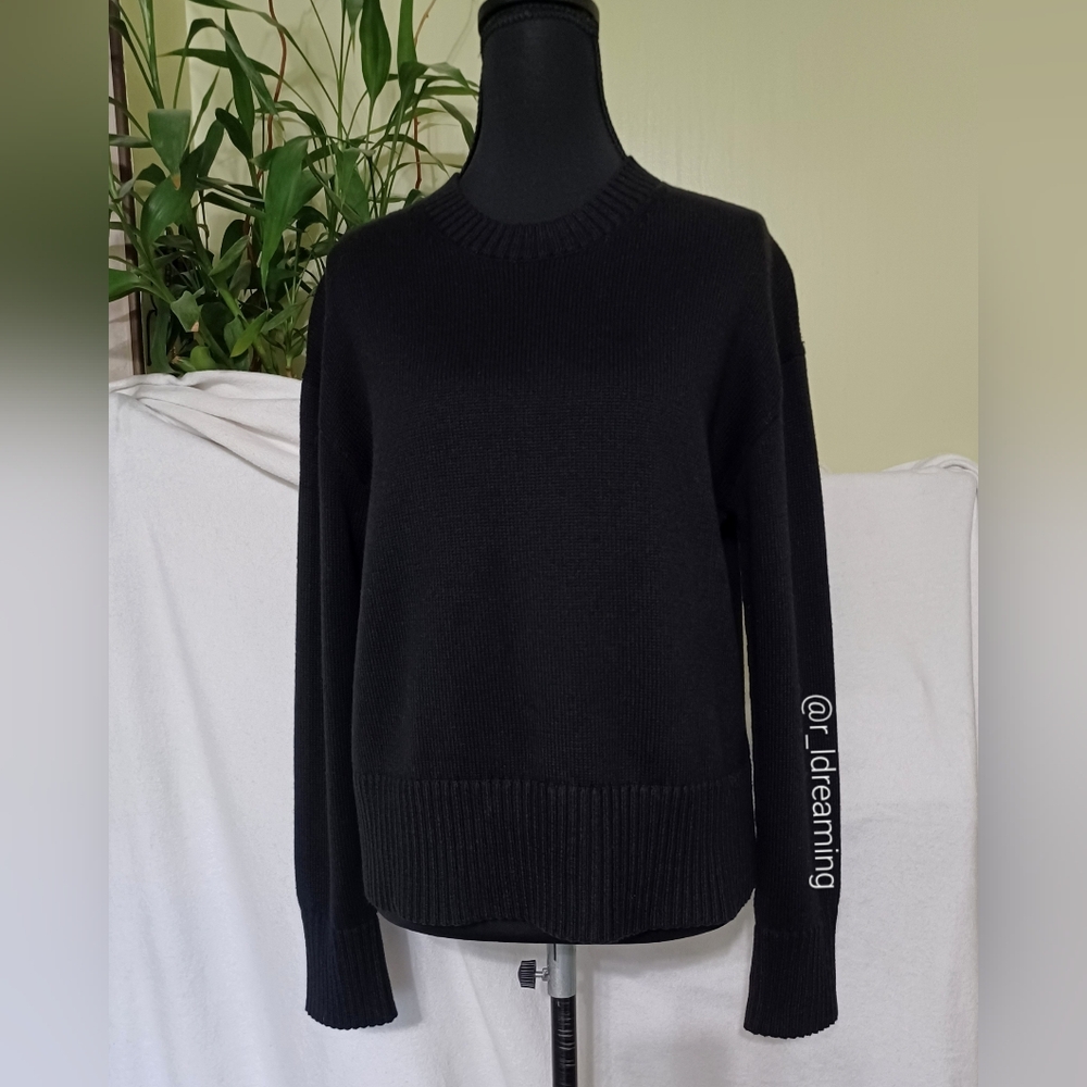 NWT Everlane The Boxy Sweater in Everyday Cotton Size XS In Black - Picture 2 of 11